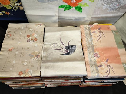 平和屋本店■名古屋帯 まとめて100点 鳥 能 花柄 刺繍 金銀糸 など 着用可能多数 未使用品あり 全て正絹 se0073