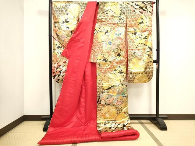 平和屋本店●色打掛　お引きずり　和装　婚礼　結婚式　花嫁　神社挙式　飛鳥花文　金彩　逸品　DABL4306cd