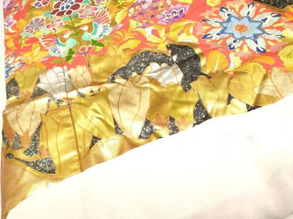 平和屋本店●色打掛　お引きずり　和装　婚礼　結婚式　花嫁　神社挙式　向かい鳥花文　金銀彩　逸品　DABL4314cd
