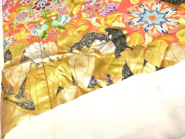 平和屋本店●色打掛　お引きずり　和装　婚礼　結婚式　花嫁　神社挙式　向かい鳥花文　金銀彩　逸品　DABL4314cd
