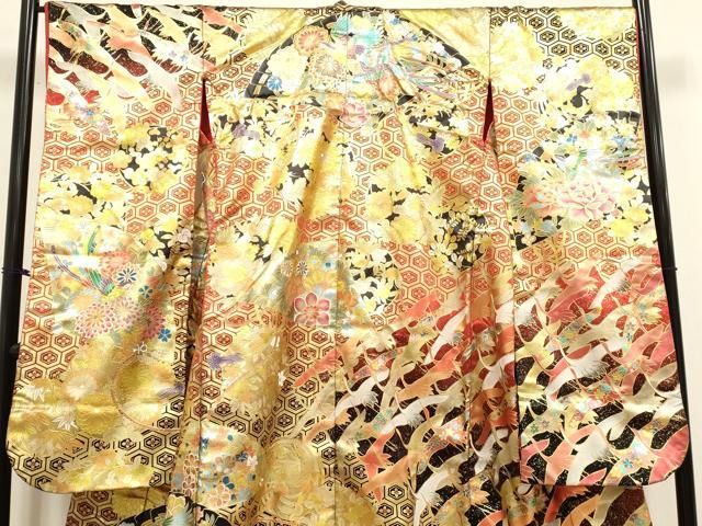 平和屋本店●色打掛　お引きずり　和装　婚礼　結婚式　花嫁　神社挙式　飛鳥花文　金彩　逸品　DABL4306cd