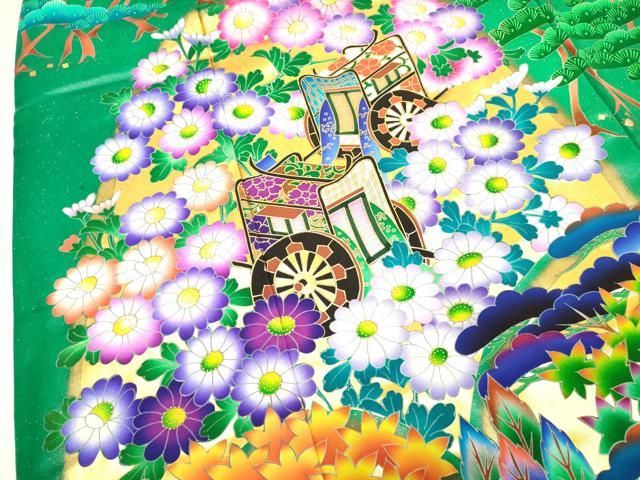 平和屋本店●本手描友禅作家 秋山章 色打掛 お引きずり 和装 婚礼 結婚式 花嫁 神社挙式 御所車風景飛鳥花文 正絹 逸品 DABL4308cd