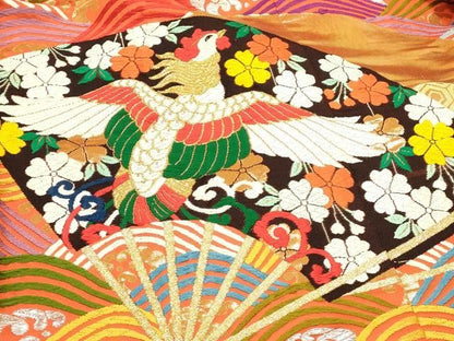平和屋本店●色打掛　お引きずり　和装　婚礼　結婚式　花嫁　神社挙式　唐織　扇面鳳凰花文　金糸　正絹　逸品　DABL4321cd
