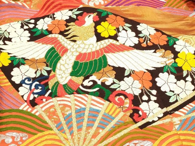 平和屋本店●色打掛　お引きずり　和装　婚礼　結婚式　花嫁　神社挙式　唐織　扇面鳳凰花文　金糸　正絹　逸品　DABL4321cd