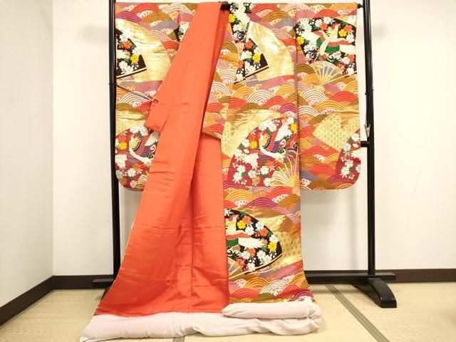 平和屋本店●色打掛　お引きずり　和装　婚礼　結婚式　花嫁　神社挙式　唐織　扇面鳳凰花文　金糸　正絹　逸品　DABL4321cd