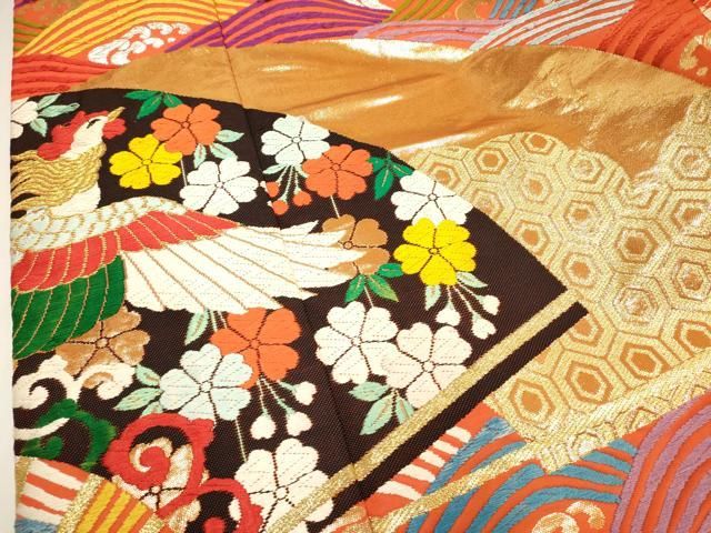 平和屋本店●色打掛　お引きずり　和装　婚礼　結婚式　花嫁　神社挙式　唐織　扇面鳳凰花文　金糸　正絹　逸品　DABL4321cd