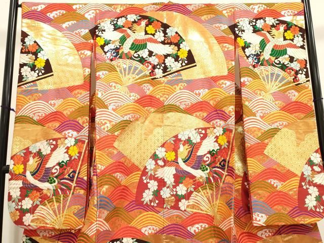 平和屋本店●色打掛　お引きずり　和装　婚礼　結婚式　花嫁　神社挙式　唐織　扇面鳳凰花文　金糸　正絹　逸品　DABL4321cd