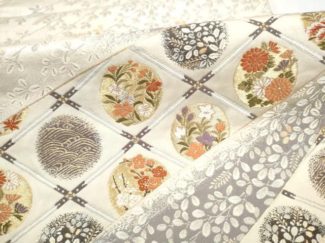 平和屋着物●西陣の名門　加納幸謹製　六通柄袋帯　唐織　天井花丸文　金銀糸　正絹　逸品　CABO1719hy