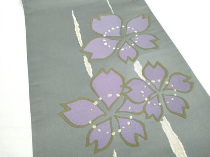 平和屋着物●世界的人形師　辻村寿三郎　ジュサブロー　六通柄袋帯　舞桜文　金糸　正絹　逸品　CABO1714hy