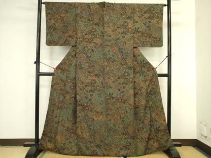 平和屋着物●上質な小紋　絞り　辻が花　金通し地　正絹　逸品　DABK2988op