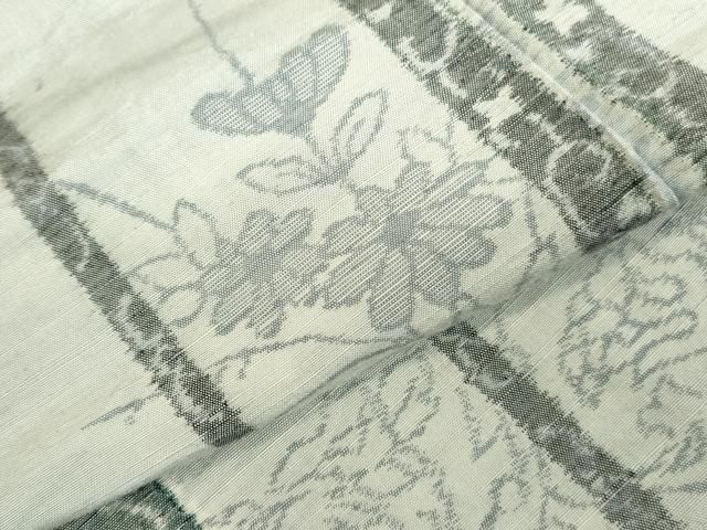 平和屋着物●上質な紬　草花間道　正絹　逸品　未使用　DABL9003op