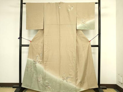 平和屋着物●訪問着　草花　暈し染め　金銀彩　正絹　逸品　DABL9038op