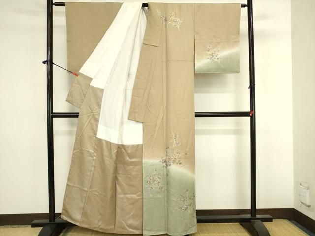 平和屋着物●訪問着　草花　暈し染め　金銀彩　正絹　逸品　DABL9038op