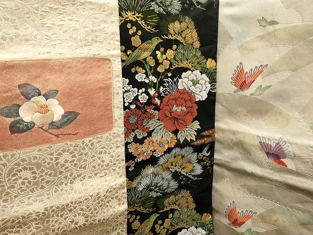 平和屋本店■名古屋帯 まとめて100点 尾長鳥 鳥 蝶 辻が花 更紗 花柄 手描き 駒刺繍 刺繍 金銀糸 など 未使用品あり 全て正絹 ppp0067