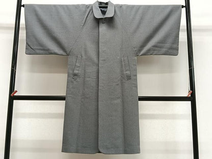 平和屋着物＃男性　角袖　鈍色　ウール　CABN9396ua