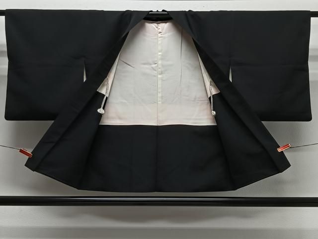 平和屋着物＃羽織　寿光織　草花文　黒地　銀糸　正絹　逸品　CABN9383ua