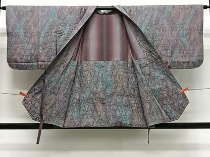 平和屋着物＃道中着　霞文　暈し染め　正絹　逸品　CABN9409ua