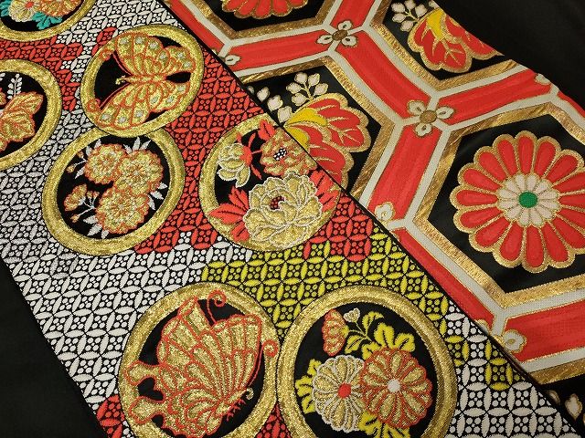平和屋本店■子供帯 まとめて 35点 鶴 蝶 松竹梅 花柄 金銀糸 など 着用可能多数 未使用品ありse0080