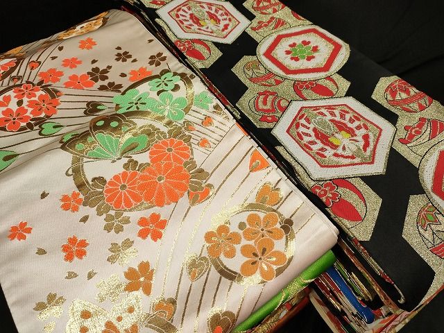 平和屋本店■子供帯 まとめて 35点 鶴 蝶 松竹梅 花柄 金銀糸 など 着用可能多数 未使用品ありse0080