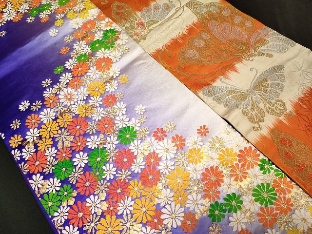 平和屋本店■子供帯 まとめて 35点 向かい鶴 蝶 花柄 金銀糸 など 着用可能多数 未使用品あり se0079