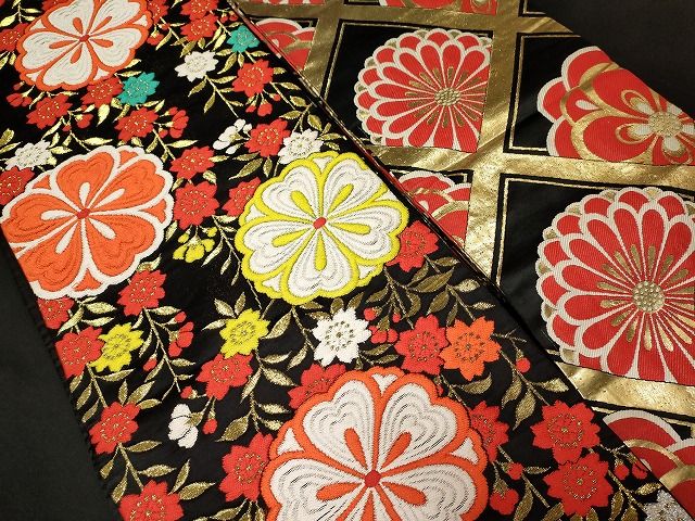 平和屋本店■子供帯 まとめて 35点 向かい鶴 蝶 花柄 金銀糸 など 着用可能多数 未使用品あり se0079