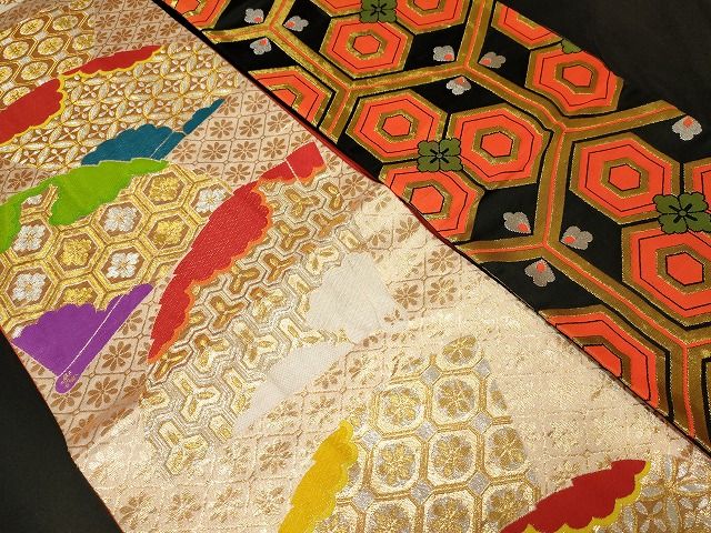平和屋本店■子供帯 まとめて 35点 向かい鶴 蝶 花柄 金銀糸 など 着用可能多数 未使用品あり se0079