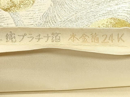 平和屋本店▼六通柄　本袋帯　光琳月ヶ瀬の里　純金プラチナ箔　正絹　逸品　DABL7657sf