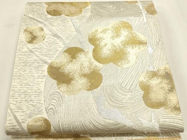 平和屋本店▼六通柄　本袋帯　光琳月ヶ瀬の里　純金プラチナ箔　正絹　逸品　DABL7657sf