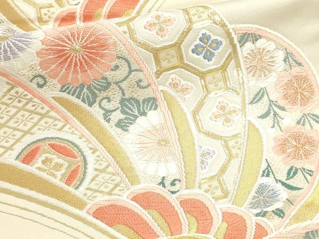 平和屋本店▼六通柄袋帯　唐織　菊取宝尽文　本金箔　正絹　逸品　DABL7685sf