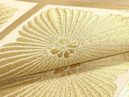 平和屋本店▼六通柄袋帯　花菱文　純金箔　正絹　逸品　DABL7712sf
