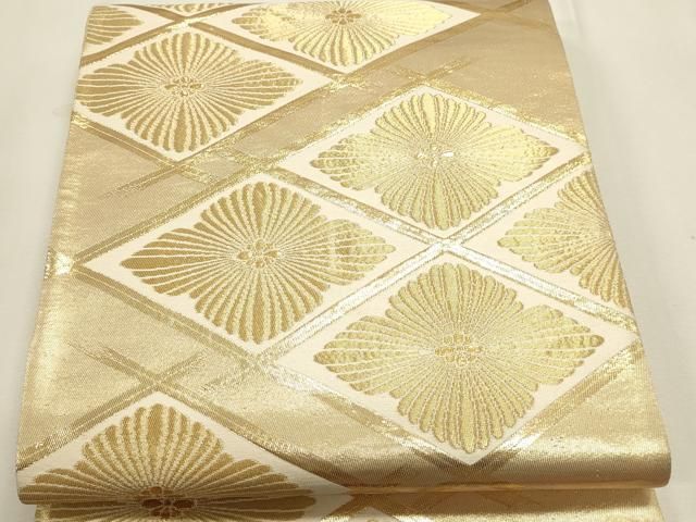 平和屋本店▼六通柄袋帯　花菱文　純金箔　正絹　逸品　DABL7712sf