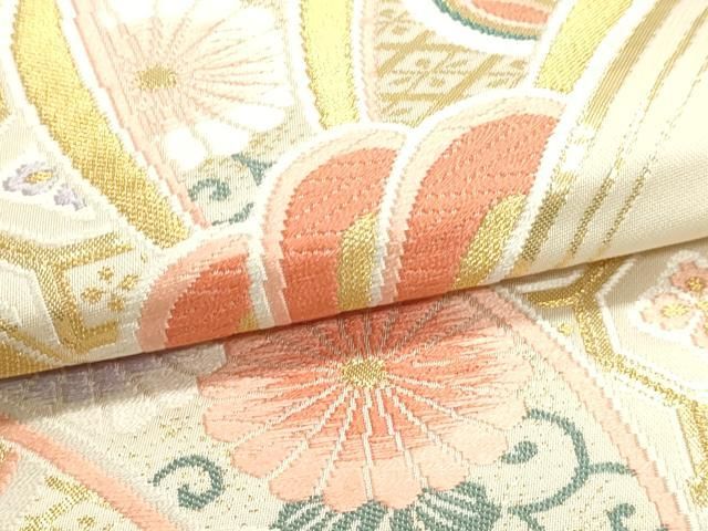 平和屋本店▼六通柄袋帯　唐織　菊取宝尽文　本金箔　正絹　逸品　DABL7685sf