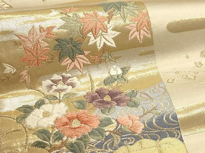 平和屋本店▼六通柄袋帯　唐織　九百錦　色紙花鼓文　本金箔　正絹　逸品　DABL7788sf