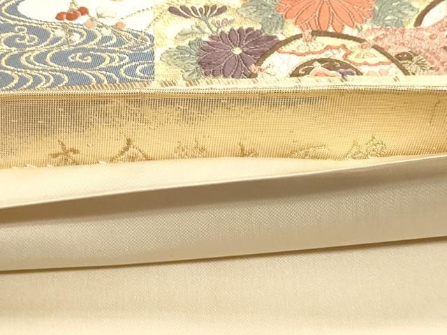 平和屋本店▼六通柄袋帯　唐織　九百錦　色紙花鼓文　本金箔　正絹　逸品　DABL7788sf
