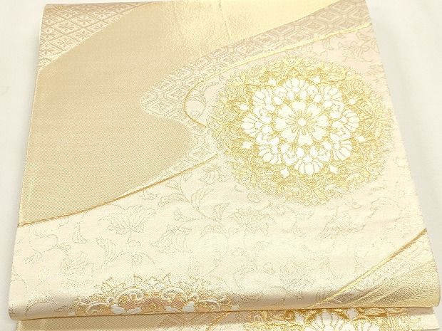 平和屋本店▼六通柄袋帯　正倉院花文　二十四金二重箔　正絹　逸品　DABL7772sf