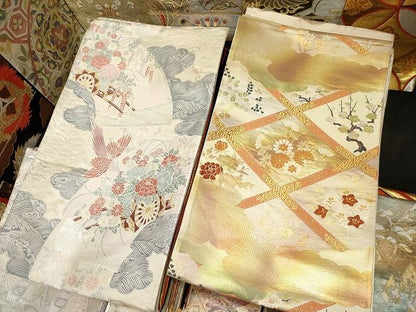 平和屋本店■袋帯 西陣 まとめて 100点 鳳凰 向かい鶴 尾長鳥 蝶 更紗 花柄 七宝 宝相華 佐賀錦 金銀糸 など 着用可能多数 全て正絹 se0085