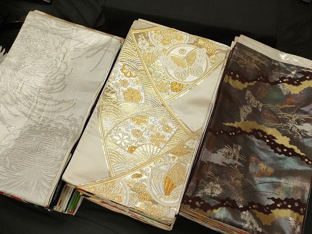 平和屋本店■袋帯 西陣 まとめて 100点 鳳凰 向かい鶴 有栖川文様 蝶 乱菊 花柄 宝相華 駒刺繍 金銀糸 着用可能多数  全て正絹 se0086