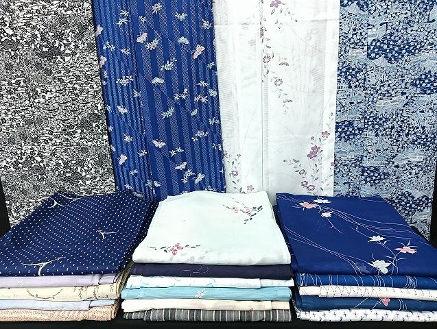 平和屋着物■夏物 小紋 絽 紗 洗える着物 まとめて20点 鳥 蝶 風景 花柄 手描き 暈し染め 着用可能多数 mmm1673