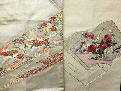 平和屋本店■名古屋帯 まとめて100点 鶴 鴛鴦 蝶 風景 花柄 手描き 駒刺繍 刺繍 金銀糸 など 着用可能多数 未使用品あり 全て正絹 ppp0071