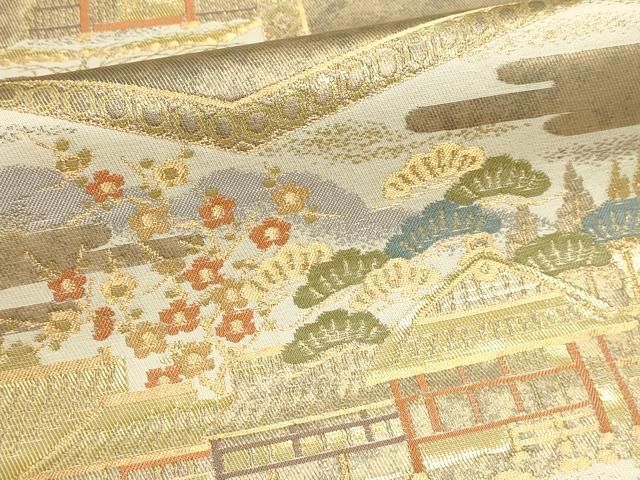 平和屋本店▼六通柄袋帯　桂離宮　純金二重引箔織　正絹　逸品　DABL7878sf