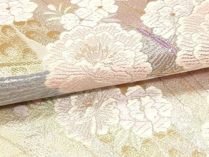 平和屋本店▼六通柄袋帯　唐織　本金花鳥　24ｋ　正絹　逸品　DABL7854sf