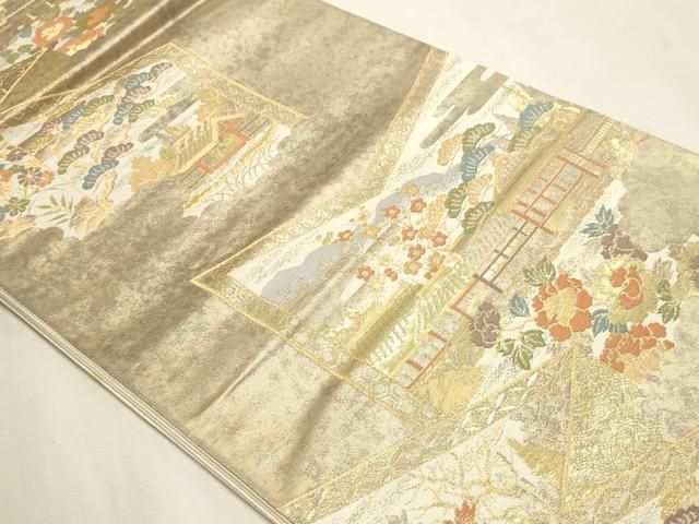 平和屋本店▼六通柄袋帯　桂離宮　純金二重引箔織　正絹　逸品　DABL7878sf