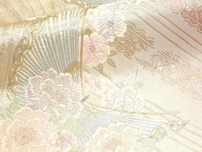 平和屋本店▼六通柄袋帯　唐織　本金花鳥　24ｋ　正絹　逸品　DABL7854sf