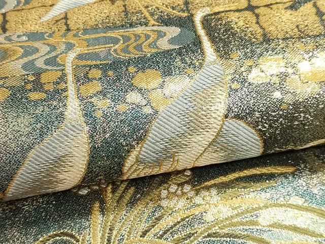 平和屋本店▼丸帯　光琳　抱一　花鳥画の四季　本金箔　短冊付き　正絹　逸品　DABL7892sf