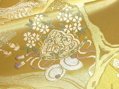 平和屋本店▼西陣　藤林織物謹製　六通柄袋帯　琳派趣景文　本金箔　証紙付き　正絹　逸品　DABL7883sf