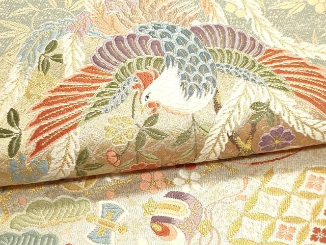 平和屋本店▼西陣　長嶋成織物　ながしま帯　六通柄袋帯　唐織　松皮菱取小袖文　本金箔　正絹　逸品　DABL7907sf