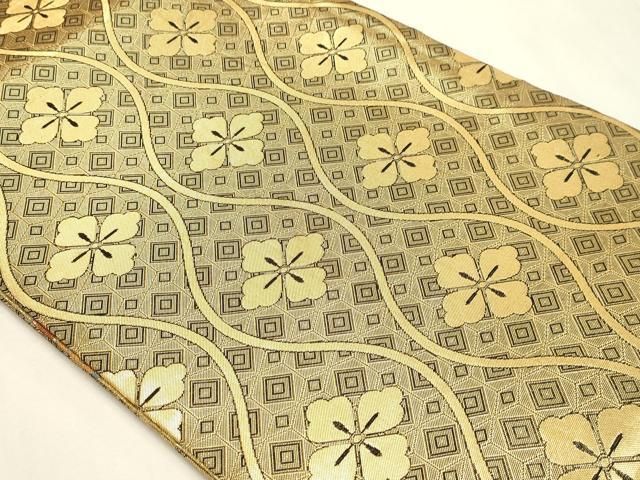 平和屋本店▼佐賀錦　両面　全通柄袋帯　松文　経本金箔　正絹　逸品　DABL7898sf