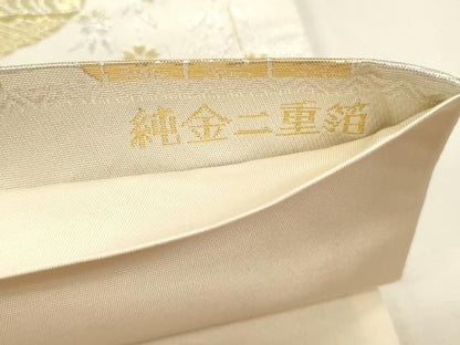 平和屋本店▼六通柄袋帯　人物風景文　純金二重箔　正絹　逸品　DABL7910sf