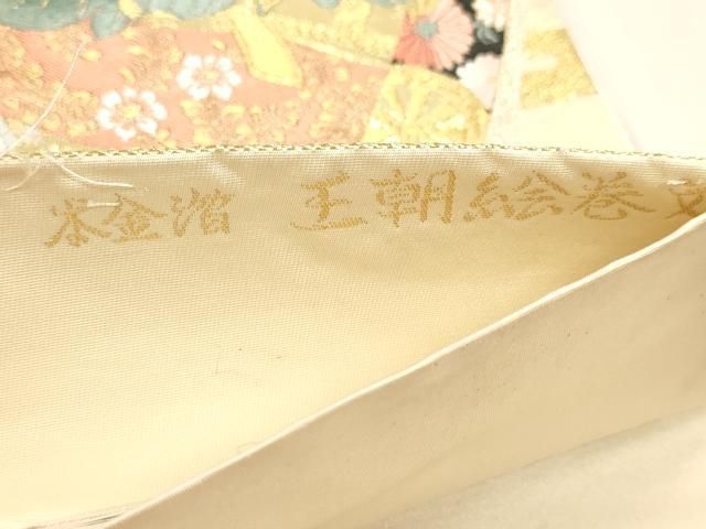 平和屋本店▼六通柄袋帯　唐織　王朝絵巻　本金箔　正絹　逸品　DABL7901sf
