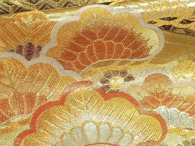 平和屋本店▼佐賀錦　両面　全通柄袋帯　松文　経本金箔　正絹　逸品　DABL7898sf